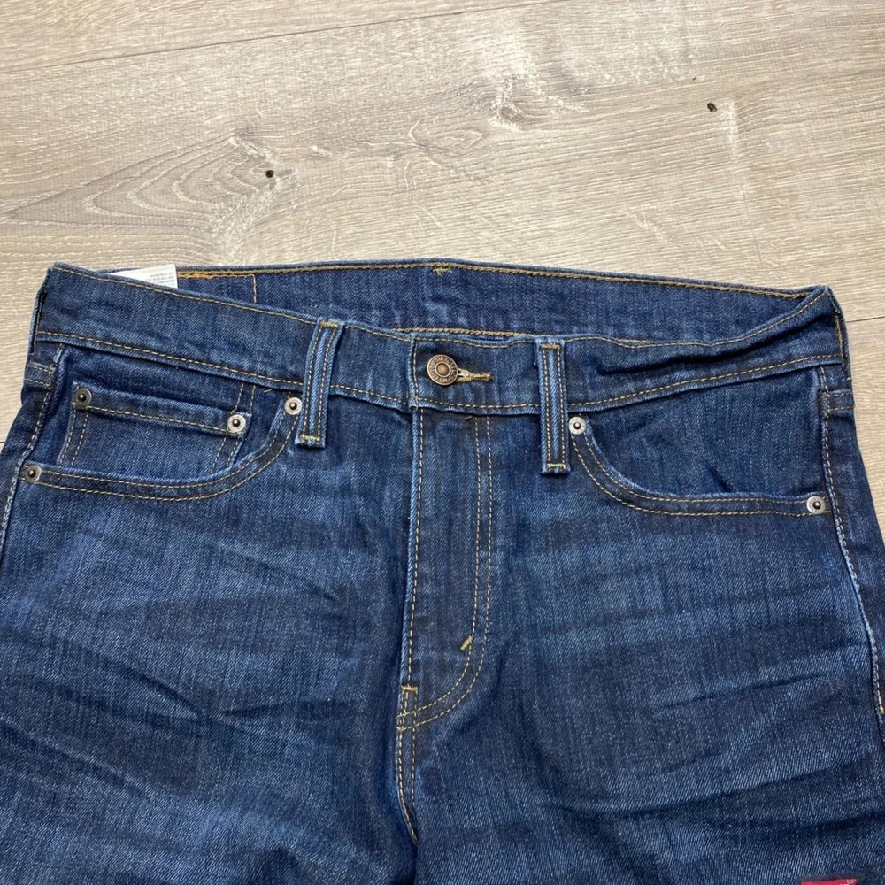 Levi 511 Slim Fit Jeans Mens 33x34 Blue Stretch Denim Casual Damaged Zipper